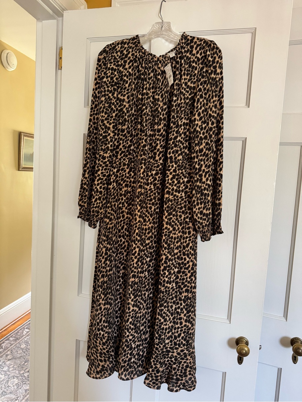 J.Crew - Ruffle-Neck Leopard Midi Dress